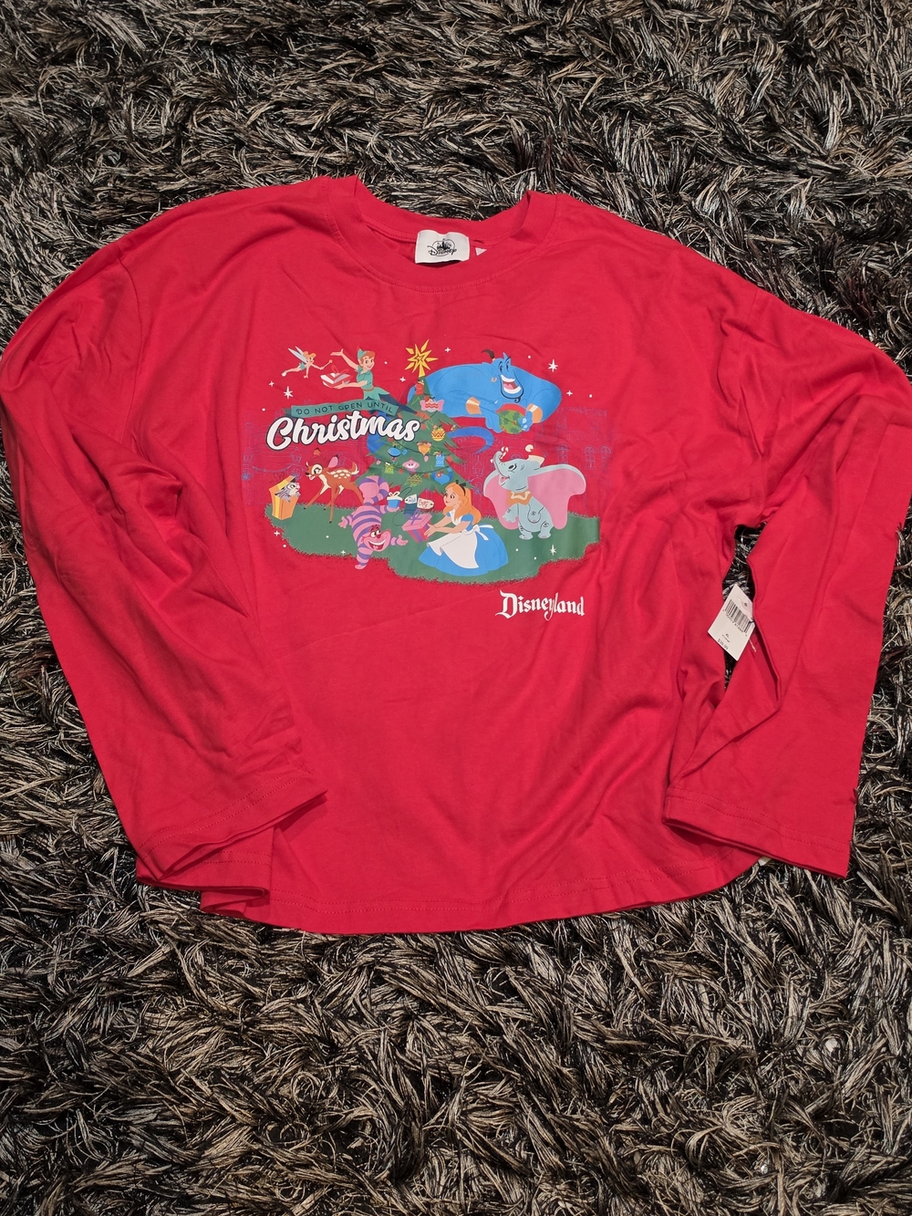 Disney Red Long-Sleeve Kids Christmas Character Tee